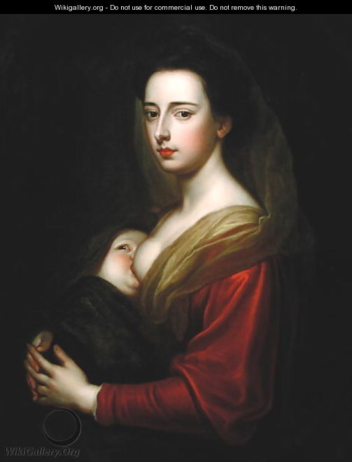 Portrait of Lady Mary Boyle 1566-1673 and Her Son Charles Boyle - (after) Kneller, Sir Godfrey