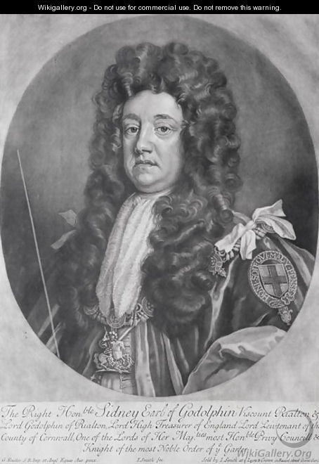 Portrait of Sidney Godolphin 1645-1712 1st Earl of Godolphin - (after) Kneller, Sir Godfrey