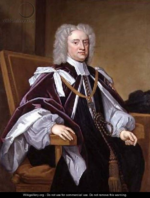 Portrait of Bishop Trelawney one of the Seven Bishops who petitioned against James IIs Declaration of Indulgence and were tried for libel - (after) Kneller, Sir Godfrey