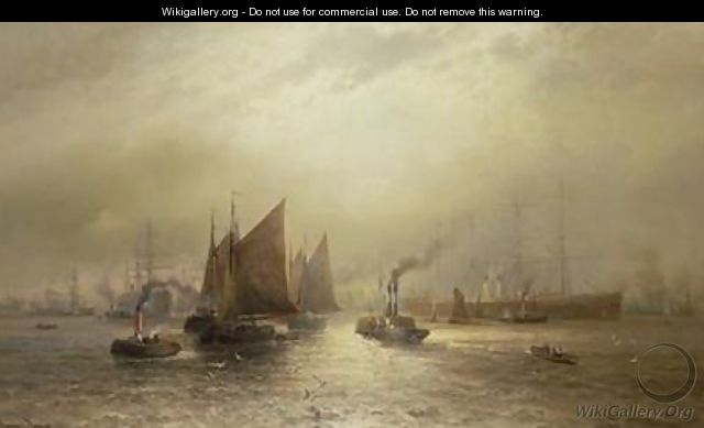 A Busy Morning on the River Mersey - Francis Krause