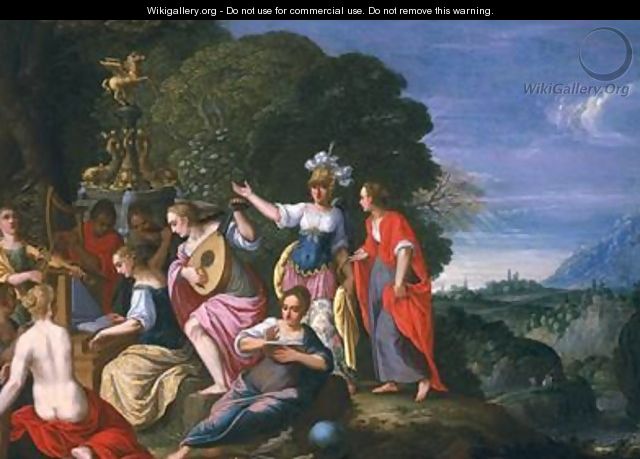 Athene and the Nine Muses at the Wells of Hipokrene - Johann Konig