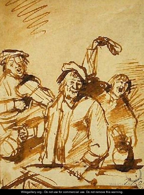 Three Cheerful Young Men - Philips Koninck