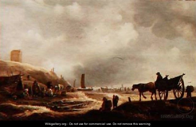 Dune Landscape with a Horsedrawn Cart - Willem Kool or Koolen