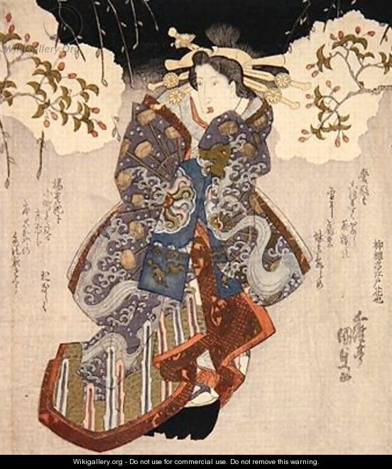 Iwai Kumesaburo II as a courtesan - Utagawa Kunisada