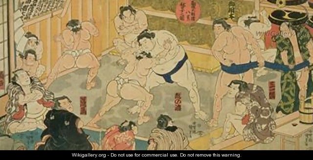 One of eight views of Kanjin Sumo - Utagawa Kunisada