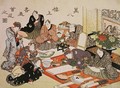Painting and calligraphy party at the Manpachiro teahouse - Utagawa Kunisada