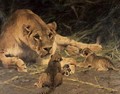 A Lioness and Her Cubs - Wilhelm Kuhnert