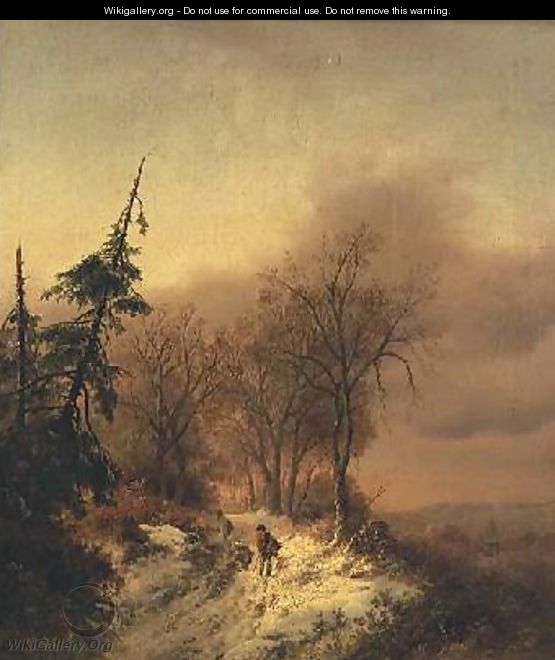 Winter scene with figures - Cornelis Kruseman