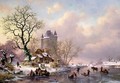 Winter Landscape with a Castle - Frederick Marianus Kruseman