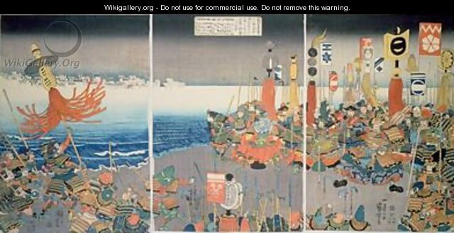 The Ashikaga fleet sailing into attack Nitta - Utagawa Kuniyoshi