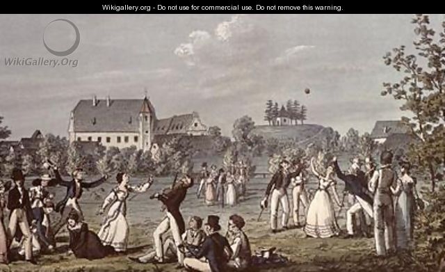 Ball Games at Atzenbrugg with Franz Schubert 1797-1828 and friends seated in the foreground - Leopold Kupelwieser