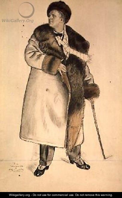 Portrait of the Opera Singer Feodor Ivanovich Chaliapin 1873-1938 - Boris Kustodiev