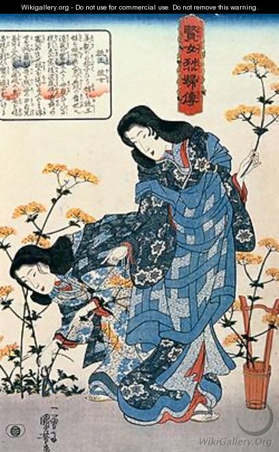 Gio and Giji Gathering Flowers - Utagawa Kuniyoshi