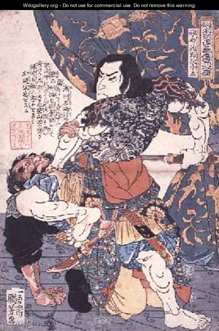 Tameijiro Genshogo slaying Orin - Utagawa Kuniyoshi
