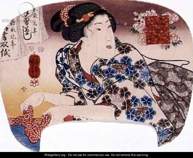 Girl washing a patterned cloth - Utagawa Kuniyoshi