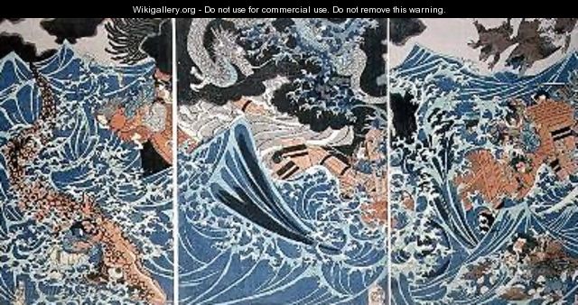 Tametomos Shipwreck - Utagawa Kuniyoshi