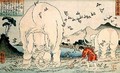 Twenty four paragons Tai Shun and the Elephants - Utagawa Kuniyoshi