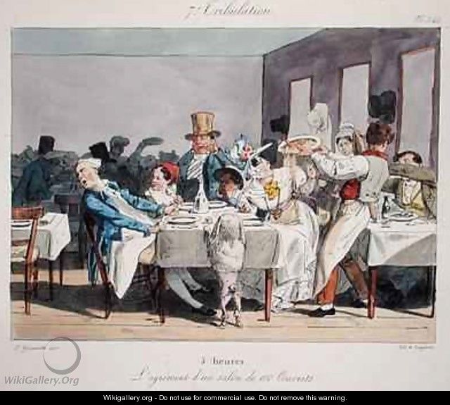 The hundred seater restaurant 5 oclock from Sundays of a Paris Bourgeois - (Jean Ignace Isidore Gerard) Grandville