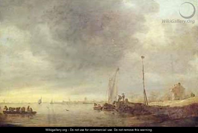 Landscape with River and Ferry - Jan van Goyen