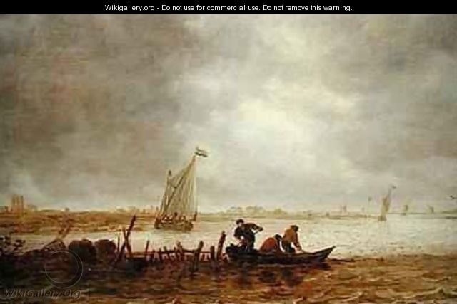 View of an Estuary with a Fishing Boat - Jan van Goyen
