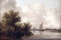 Wooded River Landscape with Fishermen - Jan van Goyen
