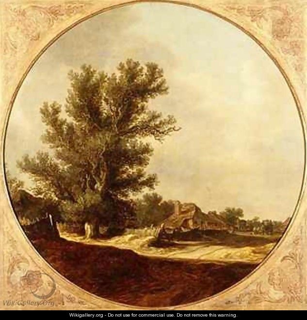 Oak Tree on a Country Lane with Travellers - Jan van Goyen