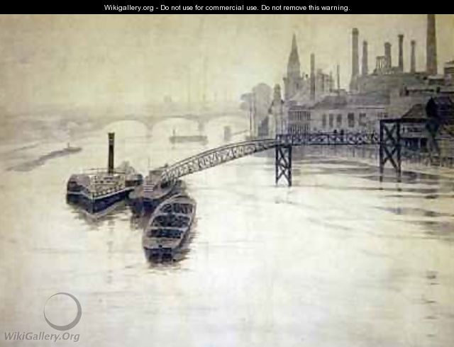 View of Thames City Stream Company Jetty Battersea Power Station - Walter Greaves