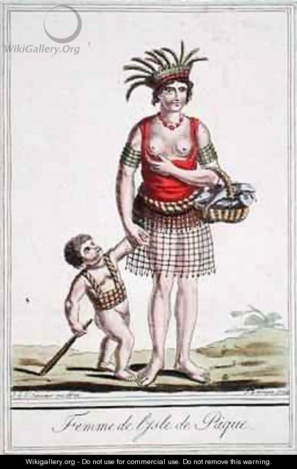 A Woman from Easter Island with her Child - (after) Grasset de Saint-Sauveur, Jacques