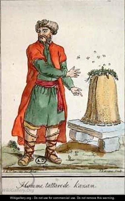 Tatar Man of Kazan with a beehive - (after) Grasset de Saint-Sauveur, Jacques