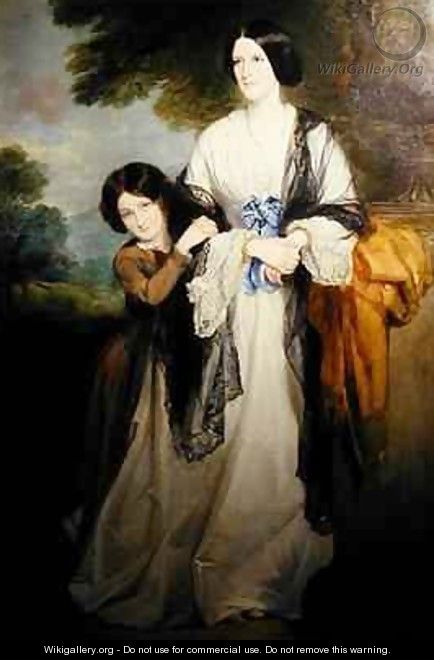 Juliana Countess of Leicester with her eldest child Lady Julia Coke - Sir Francis Grant