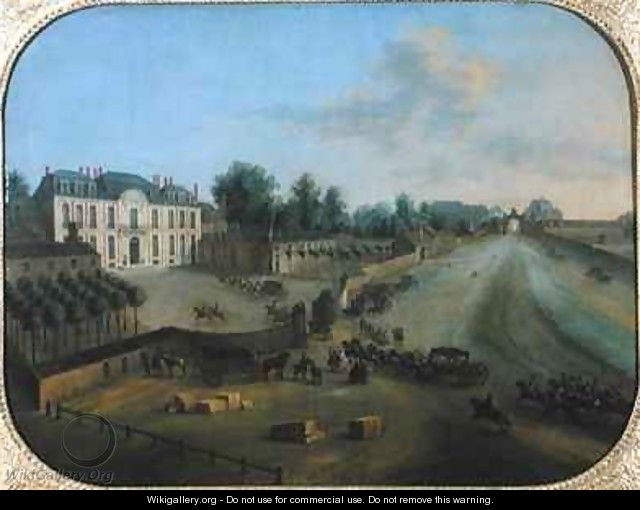 View of the Chateau de la Muette with the arrival of King Louis XV 1710-74 - Charles Leopold Grevenbroeck
