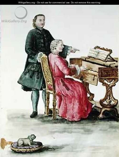 A Singer at the Clavichord with her Teacher - Jan van Grevenbroeck