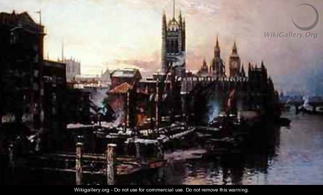 View of the Houses of Parliament from the River Thames London - Thomas Greenhalgh