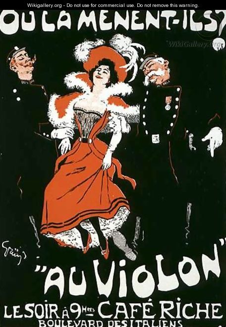 Reproduction of a poster advertising the Cafe Riche Boulevard des Italiens - Jules Alexandre Grun