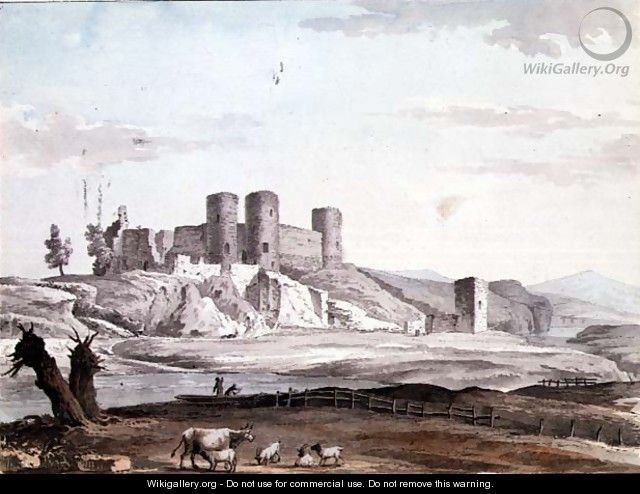 Rhuddlan Castle from the Bridge - Samuel Hieronymous Grimm