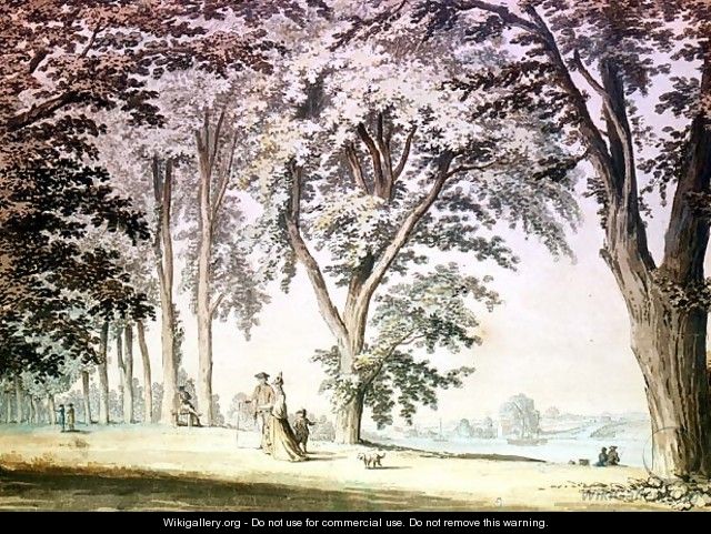Trees by the Thames opposite Hammersmith - Samuel Hieronymous Grimm