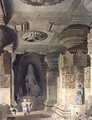 Interior of the Cave Temple of Indra Subba at Ellora - (after) Grindlay, Captain Robert M.