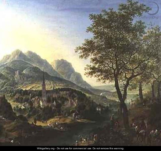 Travellers on a Path before a View on the Rhine - Jan the Elder Griffier