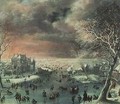A winter landscape with figures on the ice - Jan the Elder Griffier