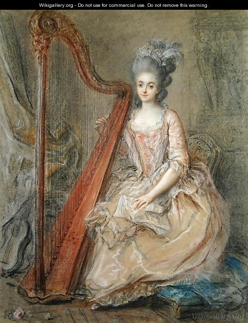 Presumed Portrait of Madame de Genlis Playing a Harp - Francois Guerin