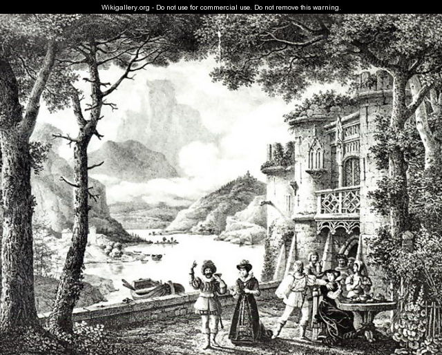 Stage set for Act III of Le Chateau de Loch Leven by Guilbert de Pixerecourt for a performance at the Theatre de la Gaite - Julien-Michel Gue