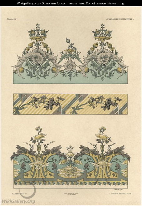 Floral patterns plate 44 from Fantaisies decoratives - (after) Habert-Dys, Jules-Auguste