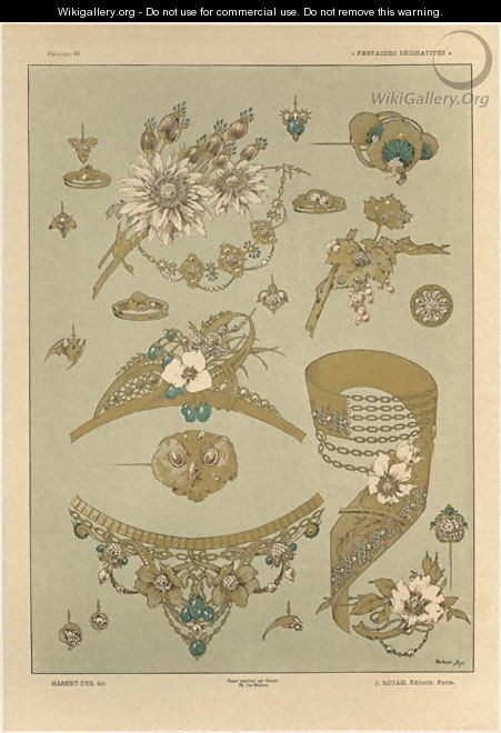 Jewels plate 39 from Fantaisies decoratives - (after) Habert-Dys, Jules-Auguste
