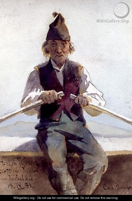 Joseph Zwenger in a Rowing Boat Bavarian Highlands - Carl Haag