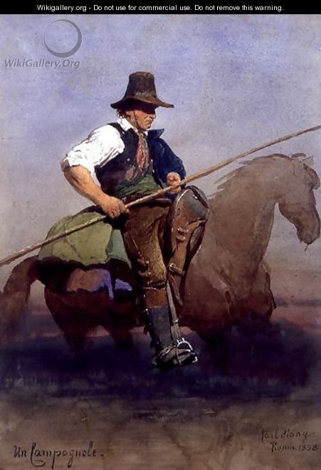 Un Campagnole a Roman peasant on horseback - Carl Haag