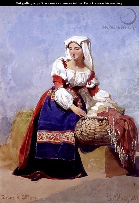 Donna dAlbano portrait of an Italian country girl seated with a basket of washing - Carl Haag