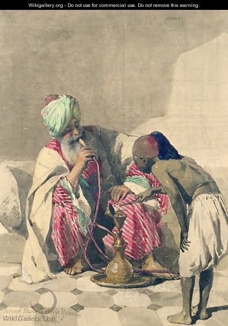 The Nargileh Smoker and his slave boy - Carl Haag