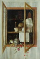 Vanitas still life seen through a trompe loeil window - Cornelis Norbertus Gysbrechts