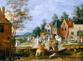 A village scene with figures dancing and merrymaking - Pieter Gysels
