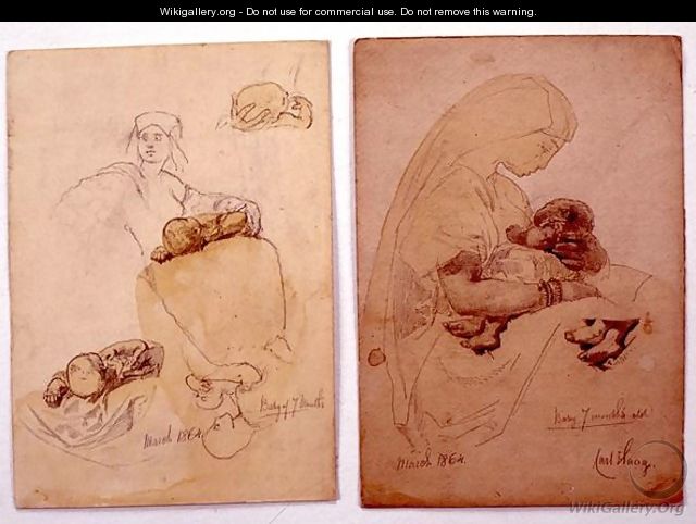 Two studies of a mother and child - Carl Haag